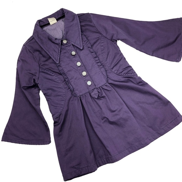 Jottum Bell Sleeve Designer Dress Purple Girls 4T - Picture 6 of 8